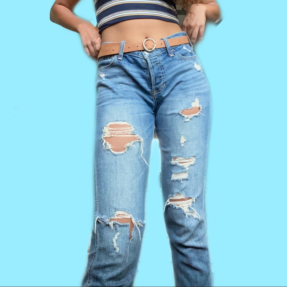Cropped cuffed boyfriend jeans